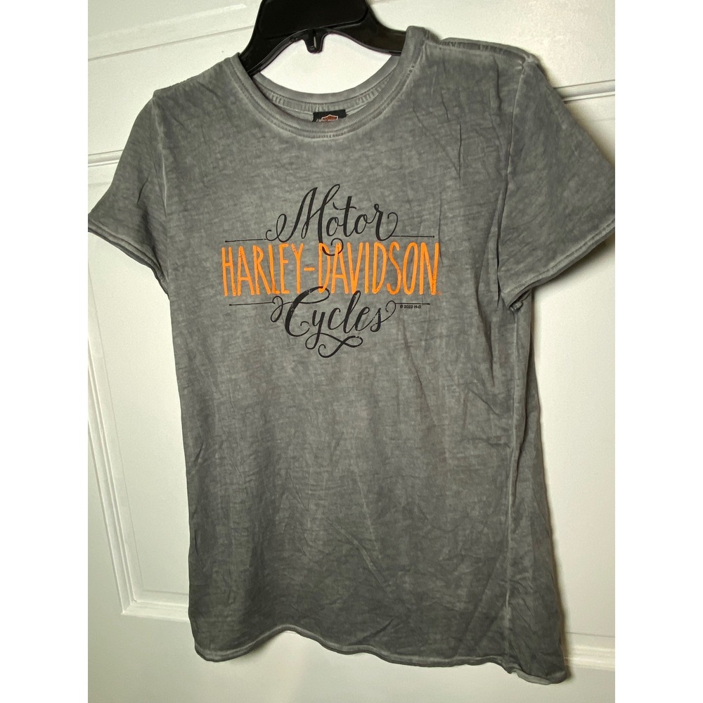 Harley-Davidson Womens Gray Mineral Wash Graphic T-Shirt Suburban Motors Medium